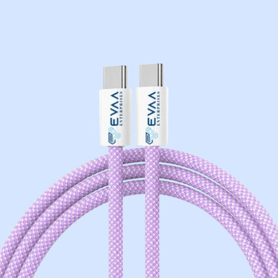 EVAAENTERPRISES Type C 6 A 1 m Nylon Braided C to C Type Data Cable Superfast Charging(Compatible with All Type-C Device, Lavender, One Cable)