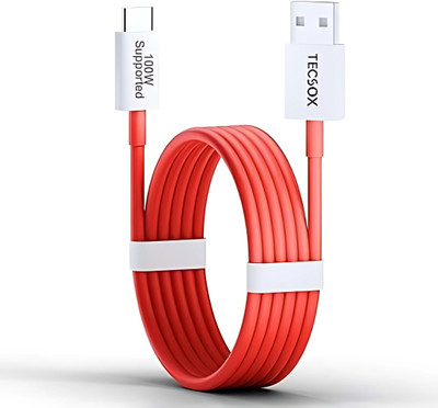 TecSox Type C 1 m Braided Dash Cable Type C Fast Charging Cable (1 Meter)(Compatible with Apple & Android, Syncing All Data, Red, One Cable)