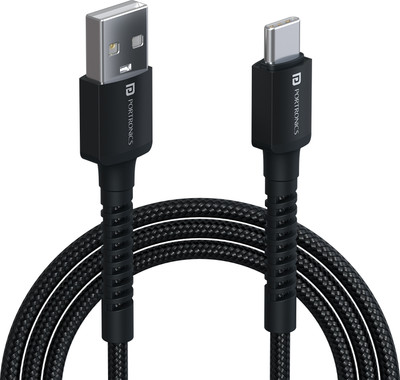 Portronics Type C 3 A 1 m Konenct X USB to CFast Charging(Compatible with Smartphones, Black, One Cable)