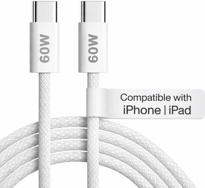 Marchpower Type C 5 A 1.1 m Original Type C to Type C Cable for iPhone Charger Cable (MFi Certified) 60 Watt(Compatible with iPhone 15 Pro, iPhone 16 Pro, iPhone 16 Pro Max, iPhone 17 Pro, iPhone 17 Pro Max, White, One Cable, USB Type C To USB Type C)