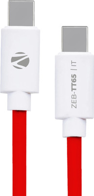 ZEBRONICS Type C 3.25 A 1 m PVC Zeb-TT65(Compatible with Office & Home Use, Red + White, One Cable)