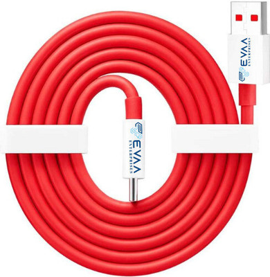 EVAAENTERPRISES Type C 6 A 1 m Nylon Braiding Data Cable USB Type-C 100w(Compatible with All Type-C Mobile and Devices, Red, One Cable)