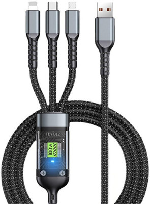 TDA USB Type C Cable 1.5 m 100W FAST CHARGING CABLE(Compatible with TYPE C, IPHONE, MICRO USB DEVICE, Black, One Cable)
