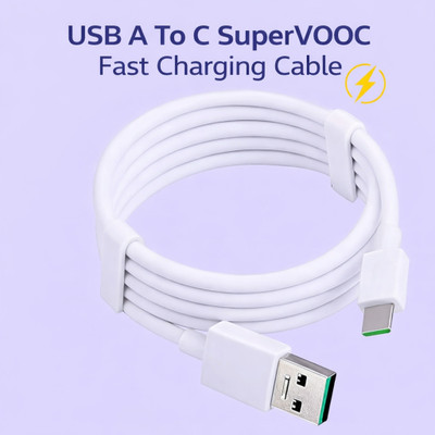 Tart USB Type C Cable 3 A 1 m Original SuperVOOC 65W Type C Fast Charging Cable | Charge & Data Sync Compatible with Oppo F29 Pro 5G, F27 Pro 5G, F25 5G, F23 5G, F21 5G(Compatible with Other Type-C Devices, White, One Cable, USB Type A To USB Type C)