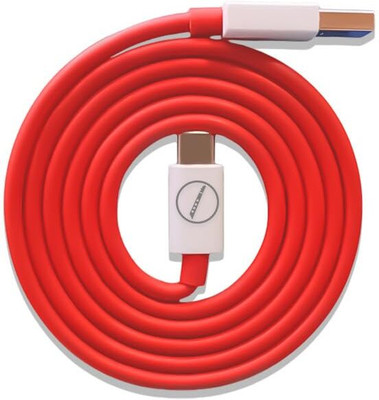 Flute lifestyle USB Type C Cable 1 m Type-A to Type -C VOOC Cable(Compatible with Charging Adapter, Red, White)