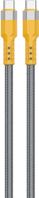 DUDAO Type C 1 m Tough Heavy Braided L23-C 120W PD QC Type C To Type C Super Fast Charging & Data Sync Cable For iPhone 15 and all Type-C Devices(Compatible with Compatible with all Type-C Devices, Yellow, One Cable)