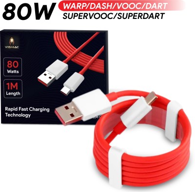 vismac USB Type C Cable 5 A 1 m Dash Charging Cable & Data Sync Fast Charge Type C Cable For One plus(Compatible with 80Watt Fast Charge & Data Sync Cable SuperVooc/Dash/Warp Fast Charge Cable, Compatible For Oneplus, Samsung, Realme, IQOO, Redmi & Other Type&C Devices, One Cable)