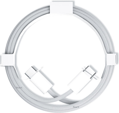 RoarX USB Type C Cable 6 A 1 m Nylon Braided Nylon Braided TType C to Type C 60W Max Output Fast Charging Cable(Compatible with Laptop, Smartphone, White, One Cable)