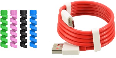 MIFKRT USB Type C Cable 2 A 1 m Original quality 65W/80W DASH VOOC DART FLASH FAST TYPE C CABLE COMBO PACK CABLE SPIRAL CABLE PROTECTOR(Compatible with OPPO/REALME/ONEPLUS, VOOC/DASH/WARP/DART/SUPERVOOC, Red, Pack of: 2)