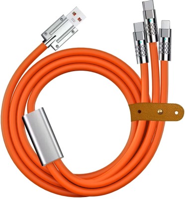 Campark 3-in-1 Cable 1.2 m Multi Charging Cable Extra Bolded Multiple Charger 120W Cord for IP/Type-C/Micro-USB Compatible with Most Cell Phones/Tablets/Samsung Galaxy/and More(Compatible with Car, Home, Office, Orange, One Cable)