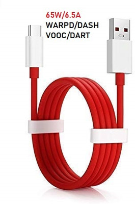 65W-10W/6.5A VOOC/WARP/DASH/DASH/SUPERVOOC/SUPERDART CHARGER CABLE 1 m USB Type C Cable(Compatible with OPPO/REALME/ONEPLUS, VOOC/DASH/WARP/DART CHARGING, Red)