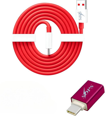 sops USB Type C Cable 3 A 1 m DC100OTG(Compatible with ALL TYPE C DEVICE, Red, One Cable)