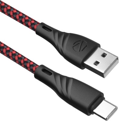 ZEBRONICS USB Type C Cable 1.5 m ZEB-UT300(Compatible with Mobile, Red + Black)