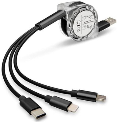 AVIKA USB Type C Cable 5 A 2 m plastic 3 in 1 charging(Compatible with All Type of mobile, Black, One Cable)