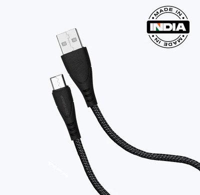 ZEBRONICS USB Type C Cable 3 A 1 m ZEB TU300P(Compatible with MOBILE, TABLETS, Black, One Cable)