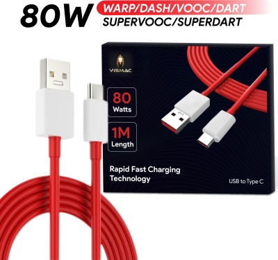 vismac USB Type C Cable 5 A 1 m WARP/DASH Charging Type C Charging Adapter Cable Compatible for One Plus(Compatible with 80Watt Fast Charge & Data Sync Cable SuperVooc/Dash/Warp Fast Charge Cable, Compatible For Oneplus, Samsung, Realme, IQOO, Redmi & Other Type&C Devices, One Cable)