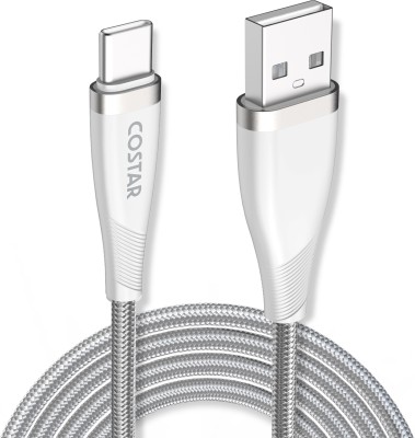 Costar USB Type C Cable 2 m Supports PD & QC 3.0 Nylon Braided 3A Fast Charging and Data Sync(Compatible with Samsung, Oneplus, realme, Redmi, iQOO, TECNO, Smart Silver, One Cable)