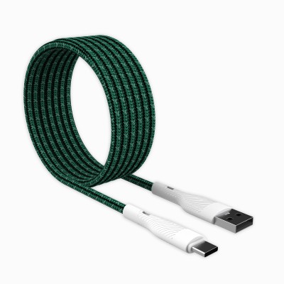 zbox USB Type C Cable 2 A 1.5 m Copper Type C USB Braided Double Layer Cable For Oppo,Vivo,Samsung,MI,Oneplus,Macbook(Compatible with Tablets, Gaming Devices, Bluetooth speaker, Realme, Oppo, Vivo, Redmi, One Plus, Samsung, Green, One Cable)
