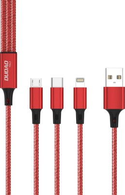 DUDAO 3-in-1 Cable 6 A 1 m L8PLUS-3 IN 1(Compatible with Type C smartphones, iPhone, iPad, Android Mobiles, Black, One Cable)