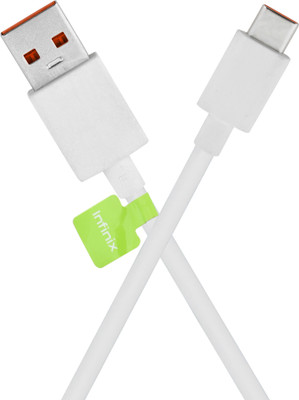Infinix USB Type C Cable 2 A 1 m 18 Watt Model No.C030-C(Compatible with Infinix Mobile Type C, Cable Colour White, One Cable)