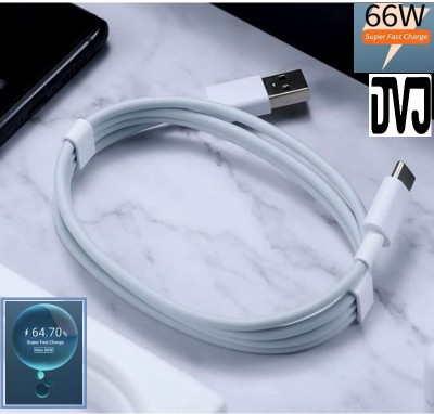 DVJ USB Type C Cable 2 A 1 m 66W FLASH CHARGE DATA CABLE FOR Vivo X80 Pro / X70 Pro / X70 / X60 Pro / X60 5G(Compatible with X60 5G / X50 Pro / T1 / T1 5G / T1x / V23 5G / V23e / V23 Pro / V21e / V21 5G, White, One Cable)