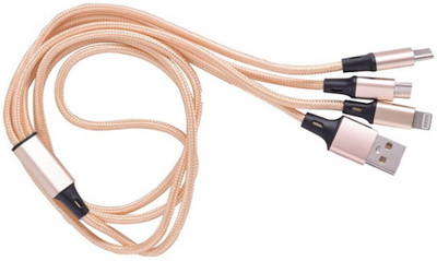 The Black Store USB Type C Cable 1 m USB Cable Multi Pins Charging Cables 3 in 1 Data Cable(Compatible with for All Android and iOS Smartphones Devices, Pink, One Cable)