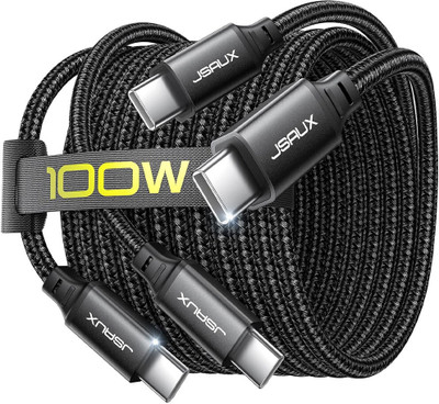 pericat USB Type C Cable 3 m USB C to C Cable 100W Fast Charging(Compatible with NA, Black, Pack of: 2)