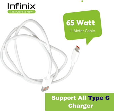 Infinix USB Type C Cable 1 m 65 Watt(Compatible with MOBILE, White, One Cable)