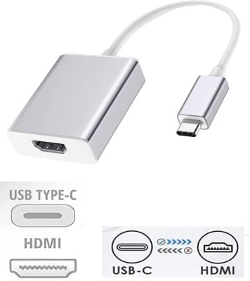 BALRAMA USB Type C to HDMI USB Male to Female Display Port DP Converter Cable Adapter Male to Female Converter Usb-C to Hdmi Adapter Hdmi Port to Your Usb C Devices USB Hub(Silver White)