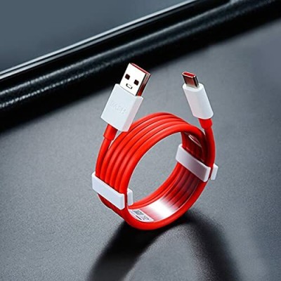 AYUVEDA USB Type C Cable 6.5 A 1.00029 m Copper Braiding 30W WARP Charging Cable for OnePlus 8/8T, 7, 6T/ 6, OnePlus 5T/ 5, OnePlus 3T(Compatible with 25 wattt samsung mobile charger, Red, One Cable)