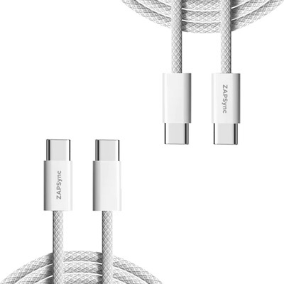 ZAPSync USB Type C Cable 1 m ZS-i15-C2C-W(Compatible with Smart Phones, White, Pack of: 2)