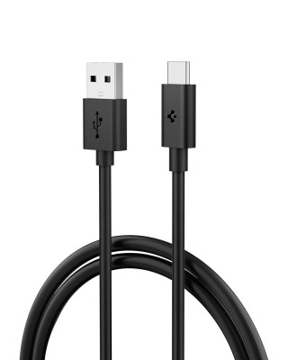 Spigen USB Type C Cable 3 A 1.5 m PB2301(Compatible with Mobile, Black, One Cable)