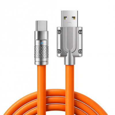 vismac USB Type C Cable 1 m 120W Fast Charging & Sync cable(Compatible with Mobiles, Orange, One Cable, USB Type A To USB Type C)