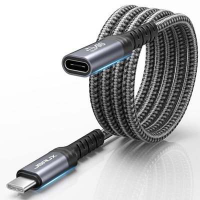 JSAUX USB Type C Cable 5 A 1 m USB C Extension Cable 3FT 10Gbps 100W Fast Charging Extension(Compatible with HDTV,Set Top Box, Black, One Cable)