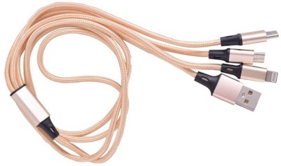 The Black Store USB Type C Cable 1 m USB Cable Multi Pins Charging Cables 3 in 1 Data Cable(Compatible with for All Android and iOS Smartphones Devices, Pink, One Cable)