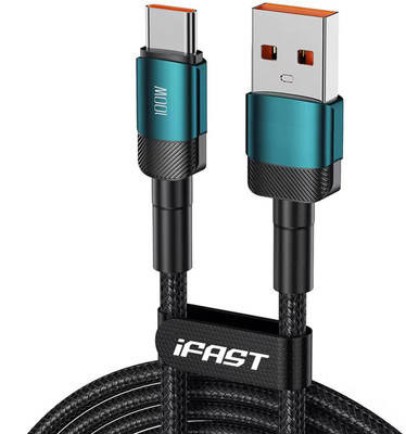 iFAST USB Type C Cable 5 A 1 m DCAC-AA100-1MGN(Compatible with Tablet, Mobile, Bluetooth Neckbands etc, Green, One Cable)