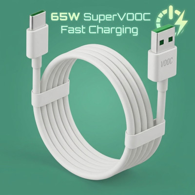 Tart USB Type C Cable 3 A 1 m Original SuperVOOC 65W Type C Fast Charging Cable | Charge & Data Sync Compatible with A79 5G, A59 5G, A39, A18, A17, A16, A15s, A12, A11k, A9 2020(Compatible with Other Type-C Devices, White, One Cable, USB Type A To USB Type C)