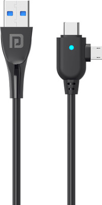 Portronics USB Type C Cable 3 A 1 m Konnect Spydr 2 Multi-Functional (Type C + Micro USB)(Compatible with Smartphones, Black, One Cable) Portronics USB Type C Cable 3 A 1 m Konnect Spydr 2 Multi-Functional (Type C + Micro USB)(Compatible with Smartphones, Black, One Cable)