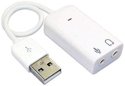 VOOCME USB Type C Cable 0.05 m Adapter with Mic - White, Sound Card 2(Compatible with Computer, White, One Cable)