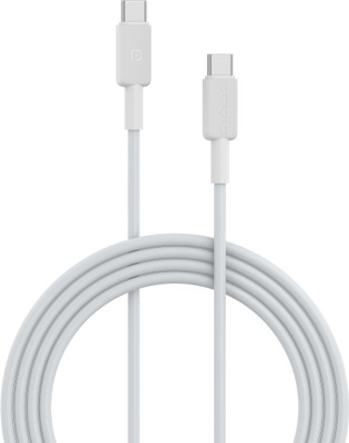 Portronics USB Type C Cable 3 A 1 m Konnect Link C Square 60W Type C to Type C Fast Charging(Compatible with Smartphones, White, One Cable)