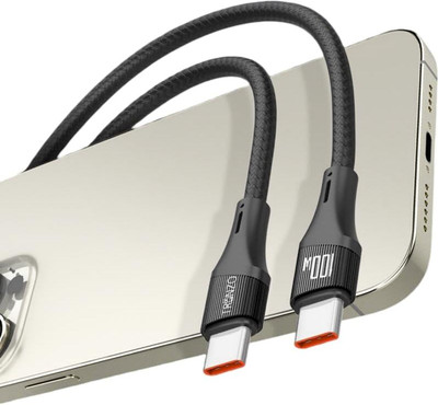 ULTRABYTES USB Type C Cable 1 m USB C to USB C 100W LED Power Display Type C to C Fast Charging Cable(Compatible with Types C devices and many more., Black)
