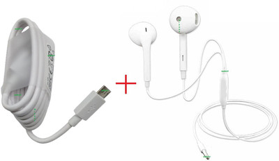 SANNO WORLD Micro USB Cable 6.5 A 1.19 m High Speed Micro USB Fast Charging Data Cable Data Transfer With 3.5MM headphone(Compatible with Mobile, White, Pack of: 2)