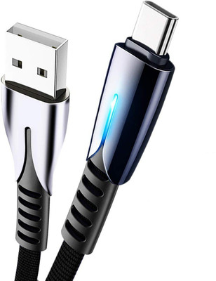 FuelBox USB Type C Cable 2 A 1.5 m Nylon Extra Tough Tested Braided Cable with Ultra Flexible & Durable Quick Sync and Charge for LED USB Type-C Compatible with All C-Type Devices (1.5 Meter, Black)(Compatible with All C-Type Devices, Black, One Cable)