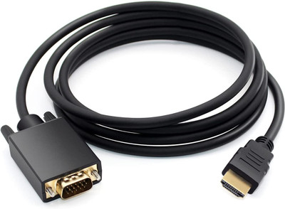 ELECTRO WOLF VGA Cable 1.8 m Gold Plated 1080P HDMI (HDTV) Male to VGA Male Cable (NOT VGA TO HDMI)(Compatible with Desktop, Laptop, Monitor, TV, Projector, Black, One Cable)