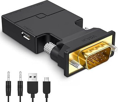 RuhZa VGA Cable 0 A 1 m NA Male VGA to HDMI Video Adapter(Compatible with video adapter, Black, One Cable)