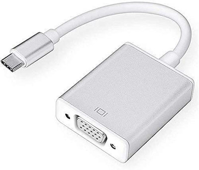 KAVTRON  TV-out Cable USB3.1 Type-C to VGA Adapter Converter Display Projector 1080P HD Video MacBook(White, For TV)