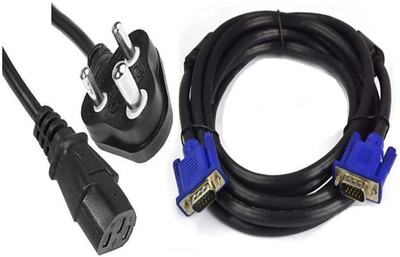 BALRAMA 2pc Set Power Cable + VGA Cable Desktop CPU Printer Monitor Vga to Vga Cord Wire Combo Set(Black, Blue) BALRAMA 2pc Set Power Cable + VGA Cable Desktop CPU Printer Monitor Vga to Vga Cord Wire Combo Set(Black, Blue)