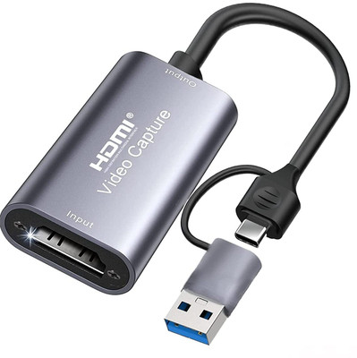 Etzin USB 3.0/Type C Video Capture Card 1080P 4K HDMI (EPL-802HVC) Media Streaming Device(Grey)