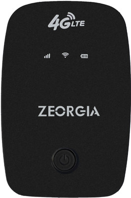 Zeorgia Single Band 4G LTE USB Dongle | All SIM Support, 2100mAh Battery Backup Data Card(Black)