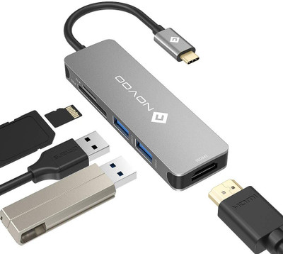 NOVOO Type C Hub 5 in 1 300 Mbps Data Card ,Calls not Supported(Dark Grey)